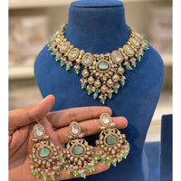 Hira Collection Crystal And Austrian Stone Necklace Set With Maang Tikka