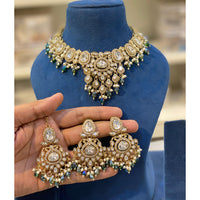 Hira Collection Crystal And Austrian Stone Necklace Set With Maang Tikka