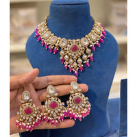 Hira Collection Crystal And Austrian Stone Necklace Set With Maang Tikka