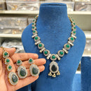 Hira Collection Crystal And Austrian Stone Necklace Set With Maang Tikka