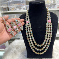 Hira Collection Crystal And Austrian Stone Necklace Set With Maang Tikka