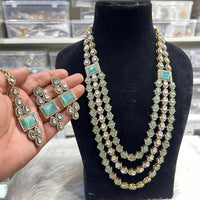 Hira Collection Crystal And Austrian Stone Necklace Set With Maang Tikka