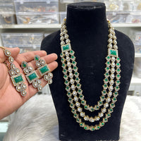 Hira Collection Crystal And Austrian Stone Necklace Set With Maang Tikka