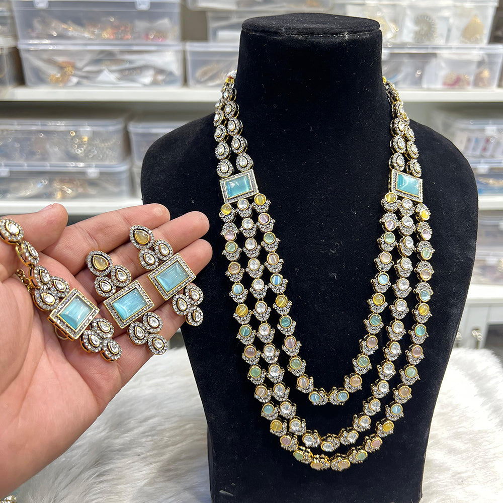 Hira Collection Crystal And Austrian Stone Necklace Set With Maang Tikka