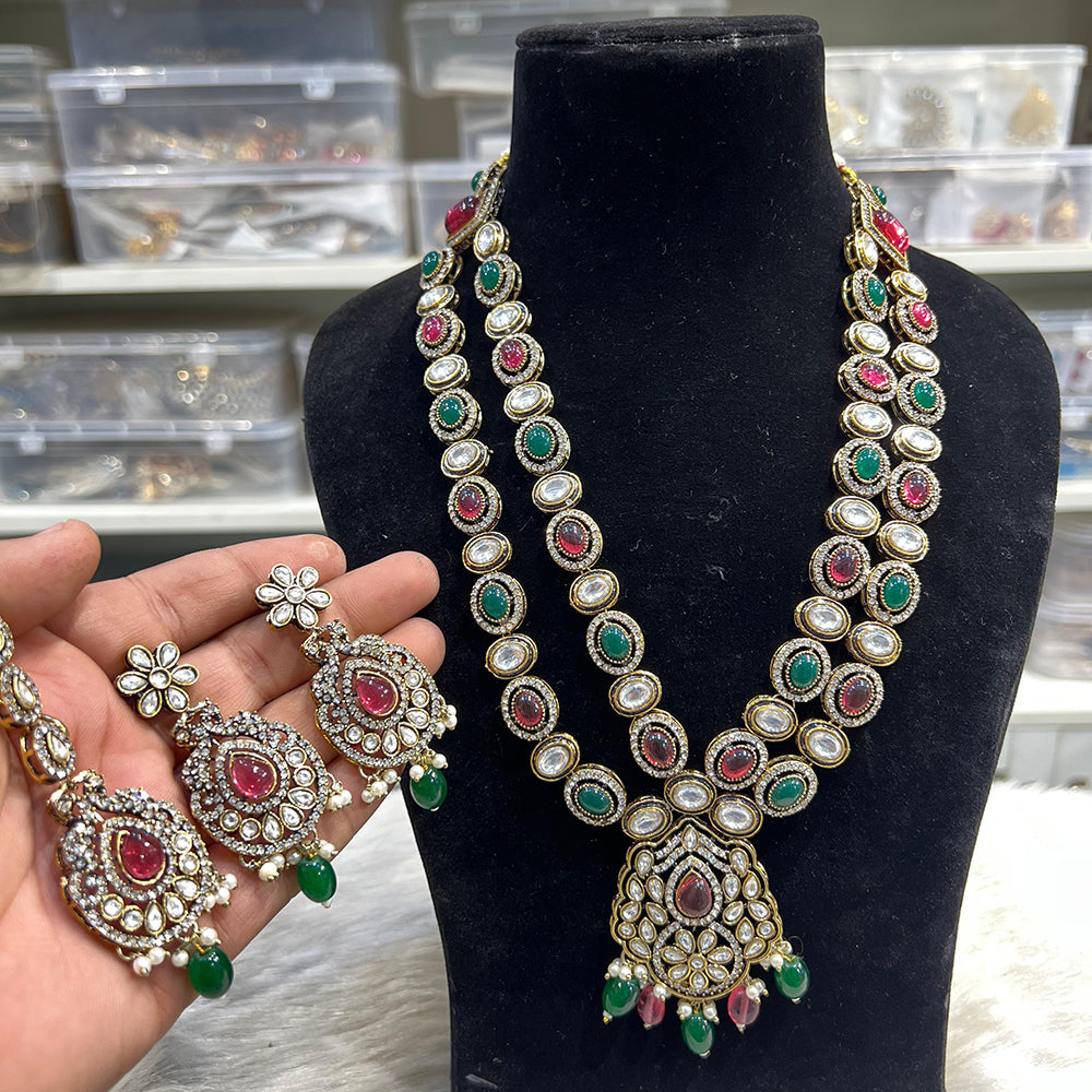 Hira Collection Crystal And Austrian Stone Necklace Set With Maang Tikka