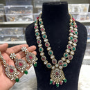 Hira Collection Crystal And Austrian Stone Necklace Set With Maang Tikka