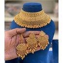 Hira Collection Gold Plated Necklace Set With Maang Tikka
