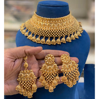 Hira Collection Gold Plated Necklace Set With Maang Tikka