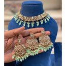 Hira Collections Sparkling Crystal And Pearl Choker Necklace Set