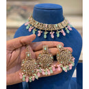 Hira Collections Sparkling Crystal And Pearl Choker Necklace Set