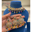 Hira Collections Sparkling Crystal And Pearl Choker Necklace Set