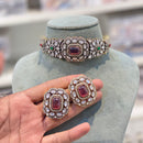 Hira Collections Glam Pota Stone And Austrian Stone Choker Necklace Set