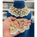 Hira Collections Glam Kundan Stone And Pearl Meenakari Choker Necklace Set