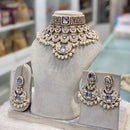 Hira Collections Glam Kundan Stone And Pearl Meenakari Choker Necklace Set