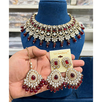 Hira Collections Glam Kundan Stone And Beads Choker Necklace Set