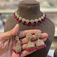 Hira Collections Sparkling Crystal And Pearl Necklace Set