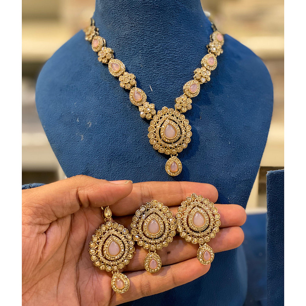 Hira Collections Sparkling Crystal Stone Necklace Set