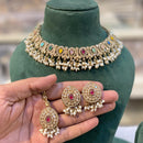 Hira Collections Sparkling Crystal And Pearl Necklace Set