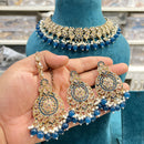 Hira Collections Crystal Stone And Pearl Designer Necklace Set