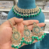 Hira Collections Crystal Stone And Pearl Designer Necklace Set