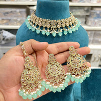 Hira Collections Crystal Stone And Pearl Designer Necklace Set