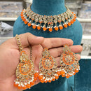 Hira Collections Crystal Stone And Pearl Designer Necklace Set
