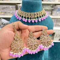 Hira Collections Crystal Stone And Pearl Designer Necklace Set