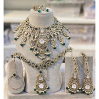 Hira Collections Heritage Kundan Stone Beads And Pearls Semi Bridal Necklace Set