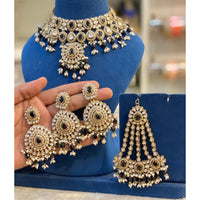 Hira Collections Royal Kundan Stone Pearl And Beaded Choker Necklace Set