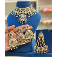 Hira Collections Royal Kundan Stone Pearl And Beaded Choker Necklace Set