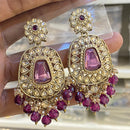 Hira Collections Sparkling Crystal Stone And Beads Dangler Earrings
