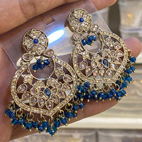 Hira Collections Sparkling Crystal Stone And Pearl Dangler Earrings