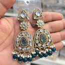 Hira Collections Sparkling Kundan Stone And Beads Dangler Earrings