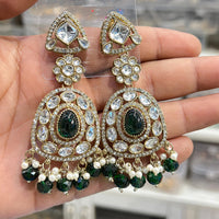 Hira Collections Sparkling Kundan Stone And Beads Dangler Earrings