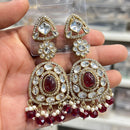 Hira Collections Sparkling Kundan Stone And Beads Dangler Earrings