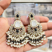 Hira Collections Sparkling Kundan Stone And Beads Dangler Earrings