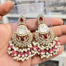 Hira Collections Sparkling Kundan Stone And Beads Dangler Earrings