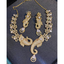Hira Collections Grand Ganesha Motif American Diamond Necklace Set