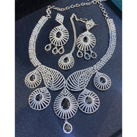 Hira Collections Sparkling American Diamond Designer Necklace Set