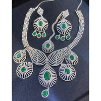 Hira Collections Sparkling American Diamond Designer Necklace Set