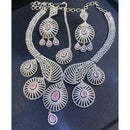 Hira Collections Sparkling American Diamond Designer Necklace Set