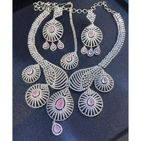 Hira Collections Sparkling American Diamond Designer Necklace Set