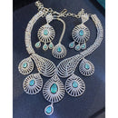 Hira Collections Sparkling American Diamond Designer Necklace Set