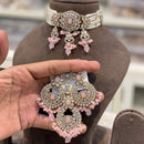 Hira Collections Royal Kundan Stone And Pearl Choker Necklace Set