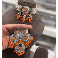 Hira Collections Royal Kundan Stone And Pearl Choker Necklace Set