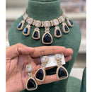 Hira Collections Classic Pota Stone And Austrian Stone Party Wear Necklace Set