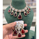 Hira Collections Classic Pota Stone And Austrian Stone Party Wear Necklace Set