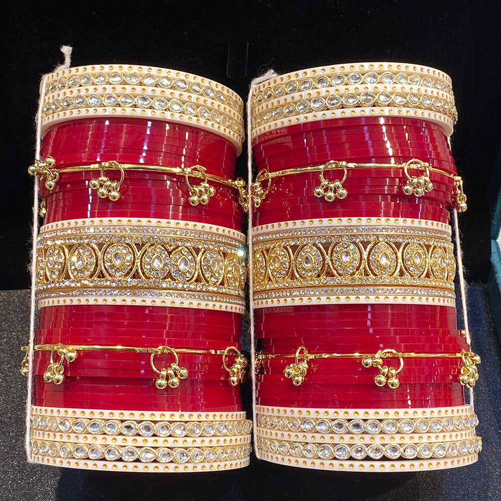 Hira Collections Heavy Look Kundan Stone Wedding Bangles Set
