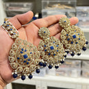 Hira Collections Royal Crystal Stone And Pearl Earring With Maangtikka