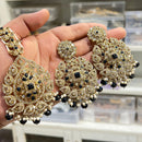 Hira Collections Royal Crystal Stone And Pearl Earring With Maangtikka 